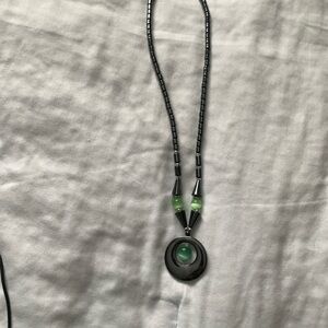 Y2K Emerald green pendant necklace